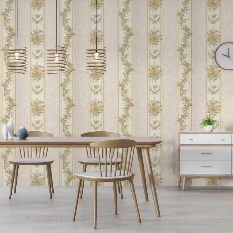 کاغذ دیواری راه راه کرم طلایی 3 کاغذ دیواری راه راه کرم طلایی