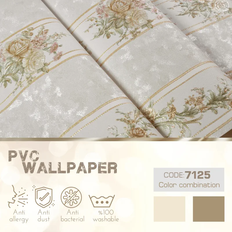 کاغذ دیواری راه راه کرم طلایی 8 کاغذ دیواری راه راه کرم طلایی