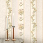 کاغذ دیواری راه راه کرم طلایی