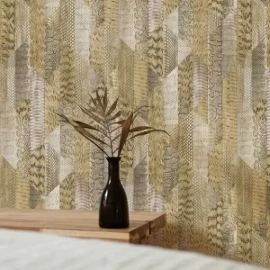 کاغذ دیواری قهوه ای طلایی