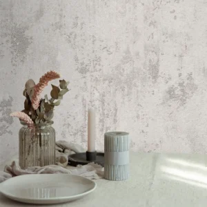 کاغذ دیواری طرح پتینه سفید / نقره‌ای کد ۱۱۰۳۵