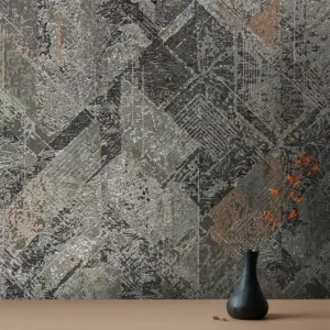 کاغذ دیواری طرح هندسی / پتینه خاکستری کد ۱۱۰۳۸