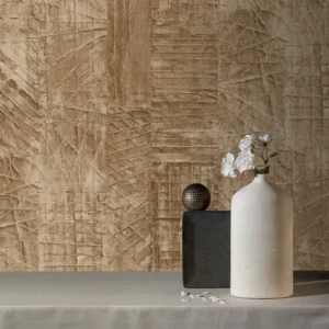 کاغذ دیواری طرح هندسی قهوه‌ای / طلایی کد ۱۱۰۶۲