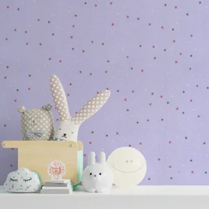 کاغذ دیواری کودک طرح ستاره باران | بنفش کد 12019