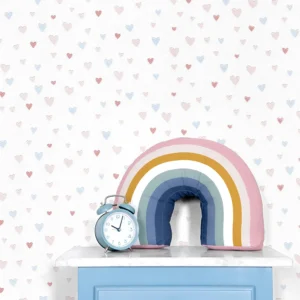 کاغذ دیواری کودک طرح قلبی | سفید کد 12028