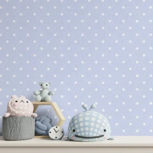کاغذ دیواری کودک طرح نقطه‌چین | آبی / سفید کد 12040