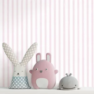 کاغذ دیواری کودک طرح راه‌راه | صورتی کد 12051