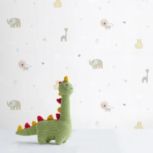 کاغذ دیواری کودک طرح دنیای حیوانات | سفید کد 12067