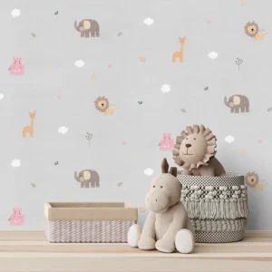 کاغذ دیواری کودک طرح دنیای حیوانات | چند رنگ کد 12069