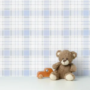 کاغذ دیواری کودک طرح چهارخونه | آبی کد 12079