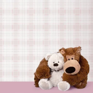 کاغذ دیواری کودک طرح چهارخونه | صورتی کد 12087