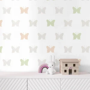 کاغذ دیواری کودک طرح پروانهای رنگی کد 12094