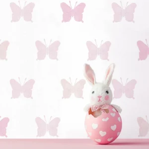 کاغذ دیواری کودک طرح پروانه‌ای | صورتی کد 12097