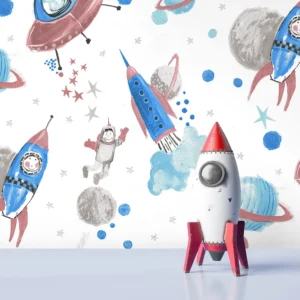 کاغذ دیواری کودک طرح کهکشان و فضانورد | چند رنگ کد 12103