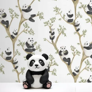کاغذ دیواری کودک طرح پاندای درختی | سفید کد 12109