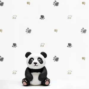 کاغذ دیواری کودک طرح ردپای پاندا | سفید کد 12110