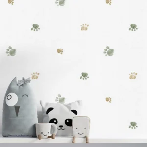 12118 شاخص کاغذ دیواری کودک طرح ردپای سگ | سبز / قهوه‌ای کد 12118
